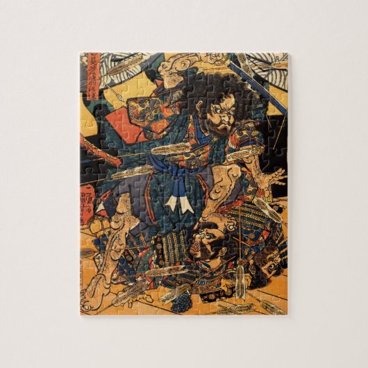 Japans schilderen van Samurai Fighting c.1800s Legpuzzel (Verticaal)