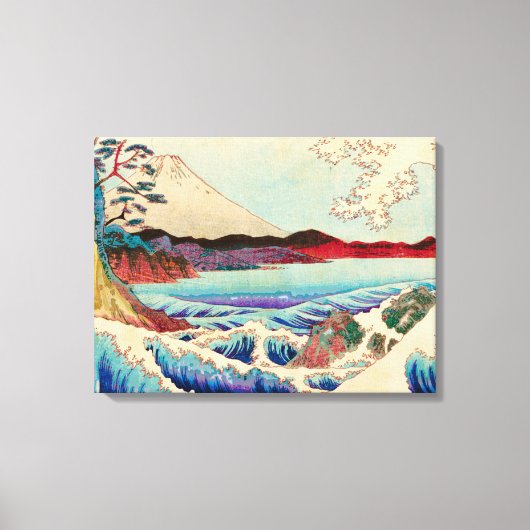 Japans schilderende golven bergen bomen canvas afdruk (Voorkant)