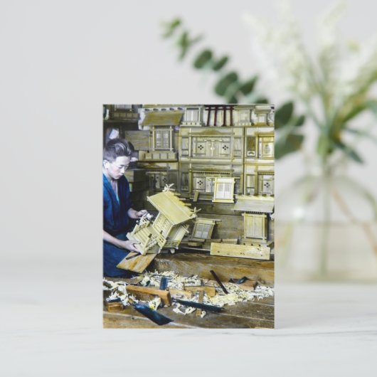  Japans schrijn maker ambachtsman oud Japan Briefkaart (Staand voorkant)