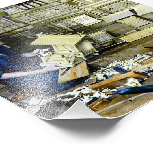  Japans schrijn maker ambachtsman oud Japan Foto Afdruk (Hoek)