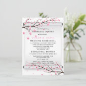 Japans scrolCherry Blossom Rehearsal Dinner Kaart (Staand voorkant)