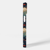 Japans Seigaiha Blauw & Red Wave Monogram Case-Mate iPhone Case (Achterkant / Rechts)
