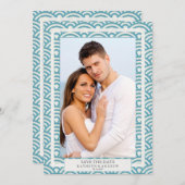 Japans Seigaiha bruiloft redt de foto van de Datum Kaart (Voorkant / Achterkant)