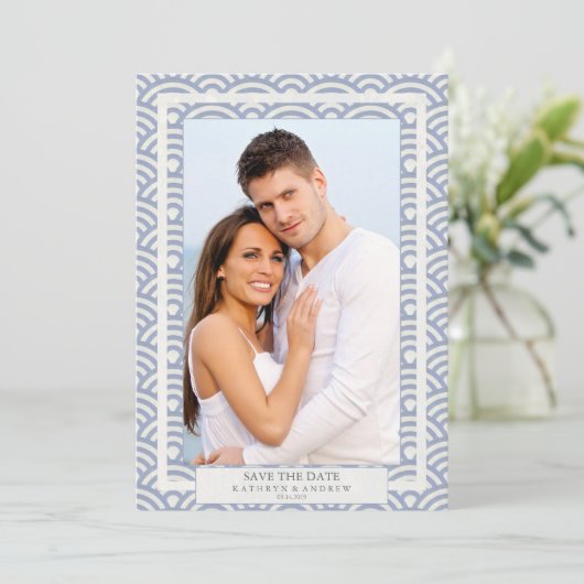 Japans Seigaiha bruiloft redt de foto van de Datum Kaart (Staand voorkant)