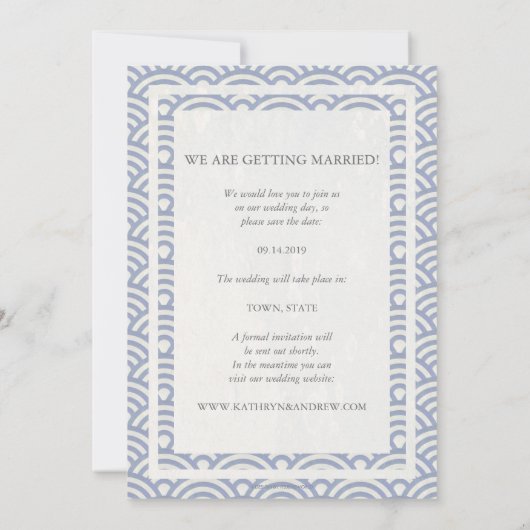 Japans Seigaiha bruiloft redt de foto van de Datum Kaart (Achterkant)