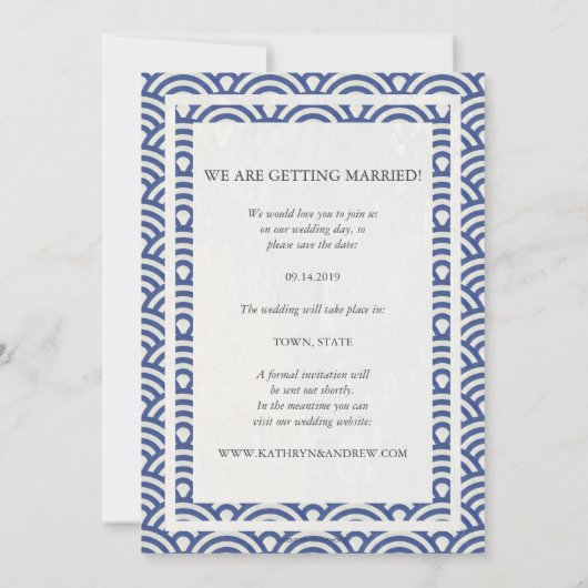 Japans Seigaiha bruiloft redt de foto van de Datum Kaart (Achterkant)