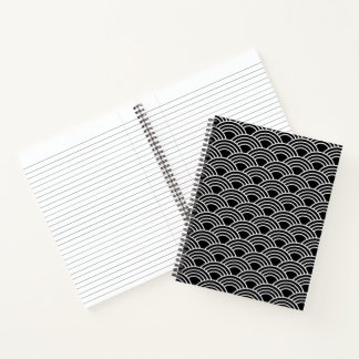 Japans Seigaiha-golfpatroon monochrome spiraal Notitieboek