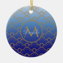 Japans Seigaiha Scallop Gradin Royal Blue Gold