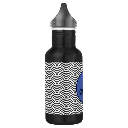 Japans Seigaiha Wave Patroon met Monogram Waterfles (Links)