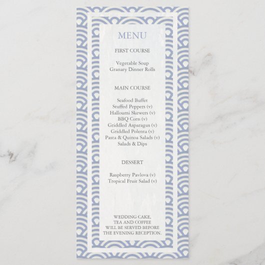 Japans Seigaiha Waves Elegant Beach Wedding Menu (Achterkant)