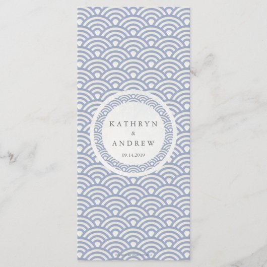 Japans Seigaiha Waves Elegant Beach Wedding Menu (Voorkant)