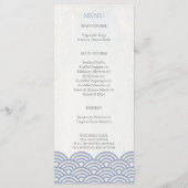 Japans Seigaiha Waves Elegant Beach Wedding Menu (Achterkant)
