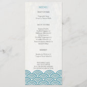 Japans Seigaiha Waves Elegant Beach Wedding Menu (Achterkant)