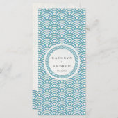 Japans Seigaiha Waves Elegant Beach Wedding Menu (Voorkant / Achterkant)