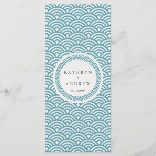 Japans Seigaiha Waves Elegant Beach Wedding Menu (Voorkant)