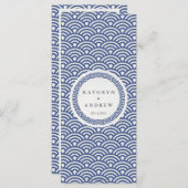 Japans Seigaiha Waves Elegant Beach Wedding Menu (Voorkant / Achterkant)