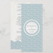 Japans Seigaiha Waves Elegant Beach Wedding Menu (Voorkant / Achterkant)