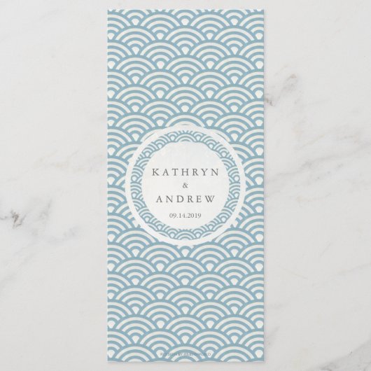 Japans Seigaiha Waves Elegant Beach Wedding Menu (Voorkant)