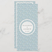 Japans Seigaiha Waves Elegant Beach Wedding Menu (Voorkant / Achterkant)