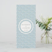 Japans Seigaiha Waves Elegant Beach Wedding Menu (Staand voorkant)