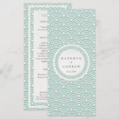 Japans Seigaiha Waves Elegant Beach Wedding Menu (Voorkant / Achterkant)