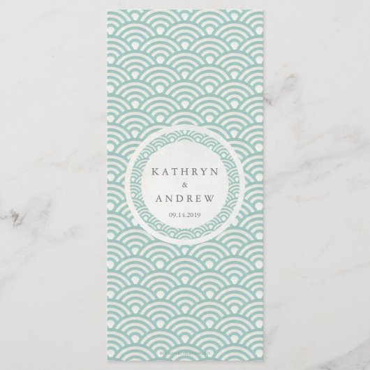 Japans Seigaiha Waves Elegant Beach Wedding Menu (Voorkant)