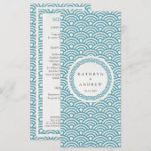 Japans Seigaiha Waves Elegant Beach Wedding Menu (Voorkant / Achterkant)