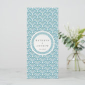 Japans Seigaiha Waves Elegant Beach Wedding Menu (Staand voorkant)