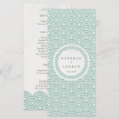 Japans Seigaiha Waves Elegant Beach Wedding Menu (Voorkant / Achterkant)