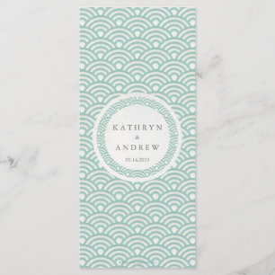 Japans Seigaiha Waves Elegant Beach Wedding Menu