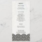 Japans Seigaiha Waves Elegant Beach Wedding Menu (Achterkant)