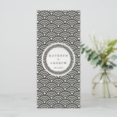 Japans Seigaiha Waves Elegant Beach Wedding Menu (Staand voorkant)