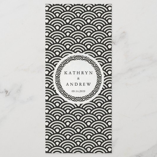 Japans Seigaiha Waves Elegant Beach Wedding Menu (Voorkant)