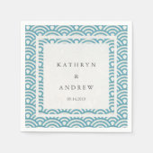 Japans Seigaiha Waves Elegant Blauw Groen Servetten (Voorkant)