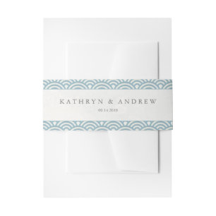 Japans Seigaiha Waves Elegant Blauw + Wit Uitnodigingen Wikkel