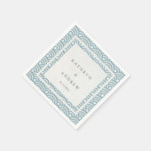 Japans Seigaiha Waves Elegant Lichtblauw + Wit Servet (Hoek)