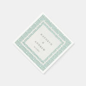 Japans Seigaiha Waves Elegant Zacht Groen + Wit Servetten (Hoek)