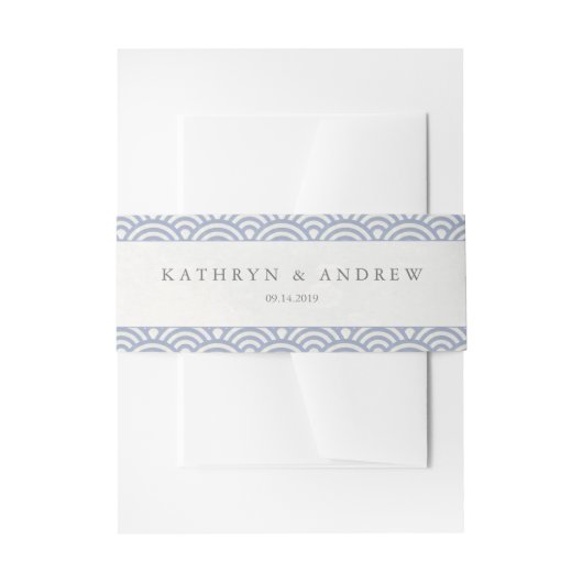 Japans Seigaiha Waves Elegant zacht Paarse blauw Uitnodigingen Wikkel (Voorkant Voorbeeld)