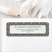 Japans Seigaiha Waves Elegant Zwart & Wit Etiket (Insitu)