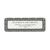 Japans Seigaiha Waves Elegant Zwart & Wit Etiket (Voorkant)