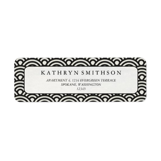 Japans Seigaiha Waves Elegant Zwart & Wit Etiket (Voorkant)