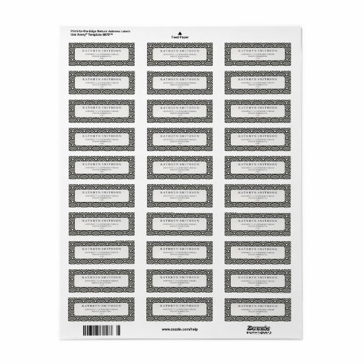 Japans Seigaiha Waves Elegant Zwart & Wit Etiket (Full Sheet)