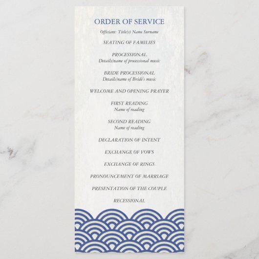 Japans Seigaiha Waves Program/Orde van de Dienst Programmakaart (Achterkant)