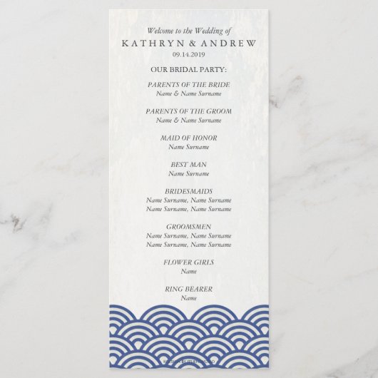 Japans Seigaiha Waves Program/Orde van de Dienst Programmakaart (Voorkant)