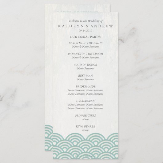 Japans Seigaiha Waves Program/Orde van de Dienst Programmakaart (Voorkant / Achterkant)