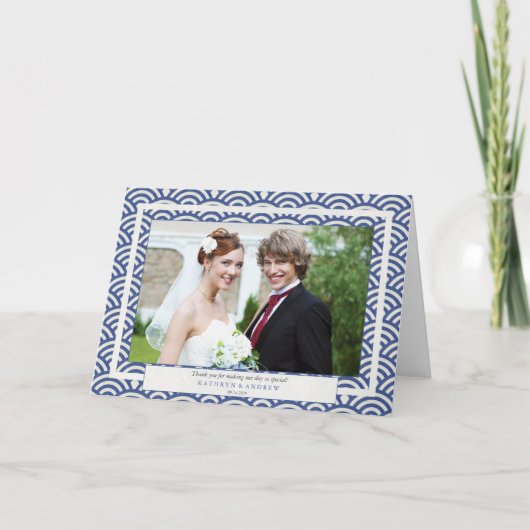 Japans Seigaiha Weddenschap Hartelijk dank/Aangepa Bedankkaart (Voorkant)