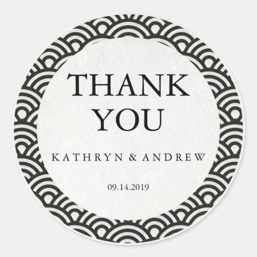 Japans Seigaiha Weddenschap Hartelijk dank/Aangepa Ronde Sticker (Voorkant)