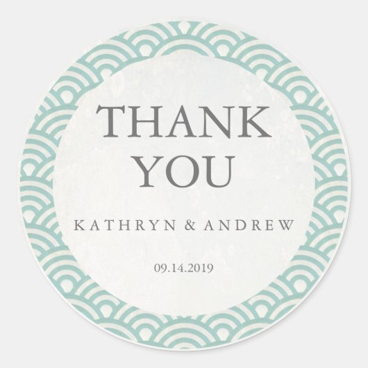 Japans Seigaiha Weddenschap Hartelijk dank/Aangepa Ronde Sticker (Voorkant)