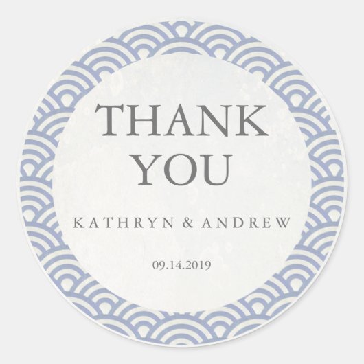 Japans Seigaiha Weddenschap Hartelijk dank/Aangepa Ronde Sticker (Voorkant)