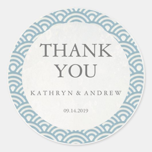 Japans Seigaiha Weddenschap Hartelijk dank/Aangepa Ronde Sticker (Voorkant)